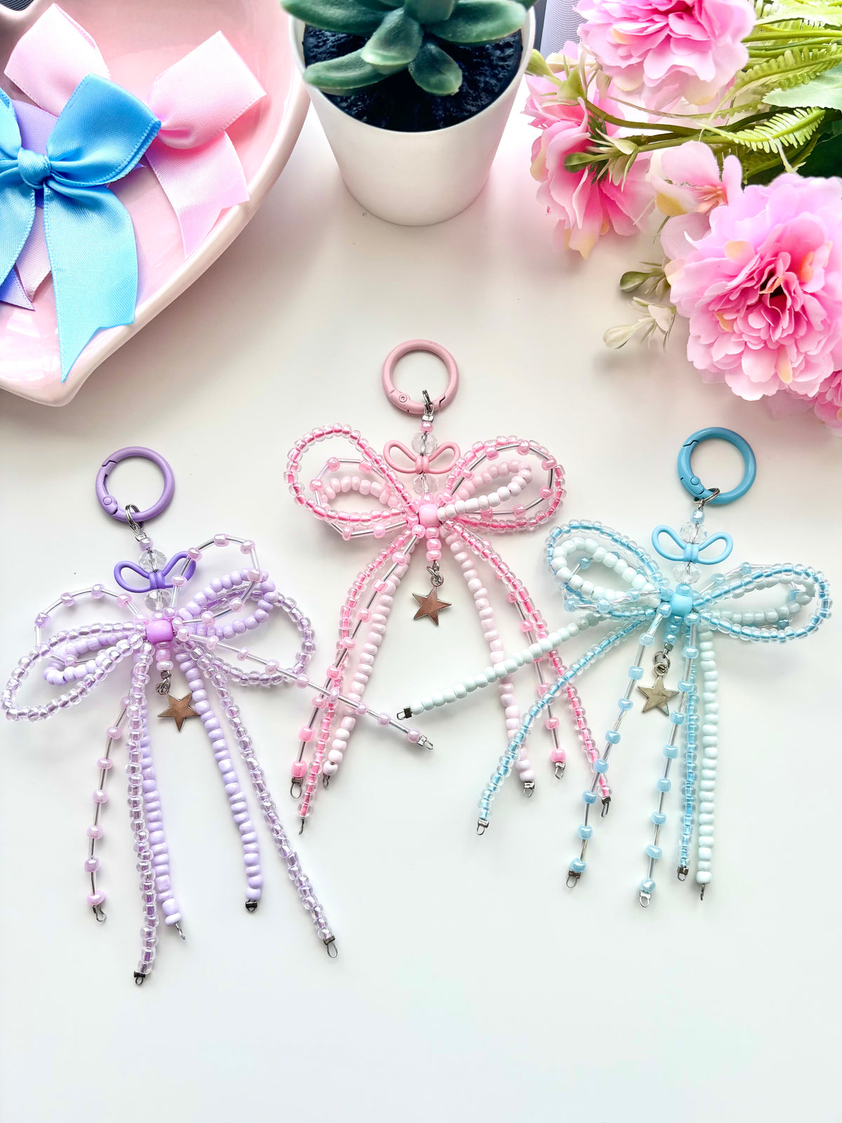 Beaded Bow Keychain