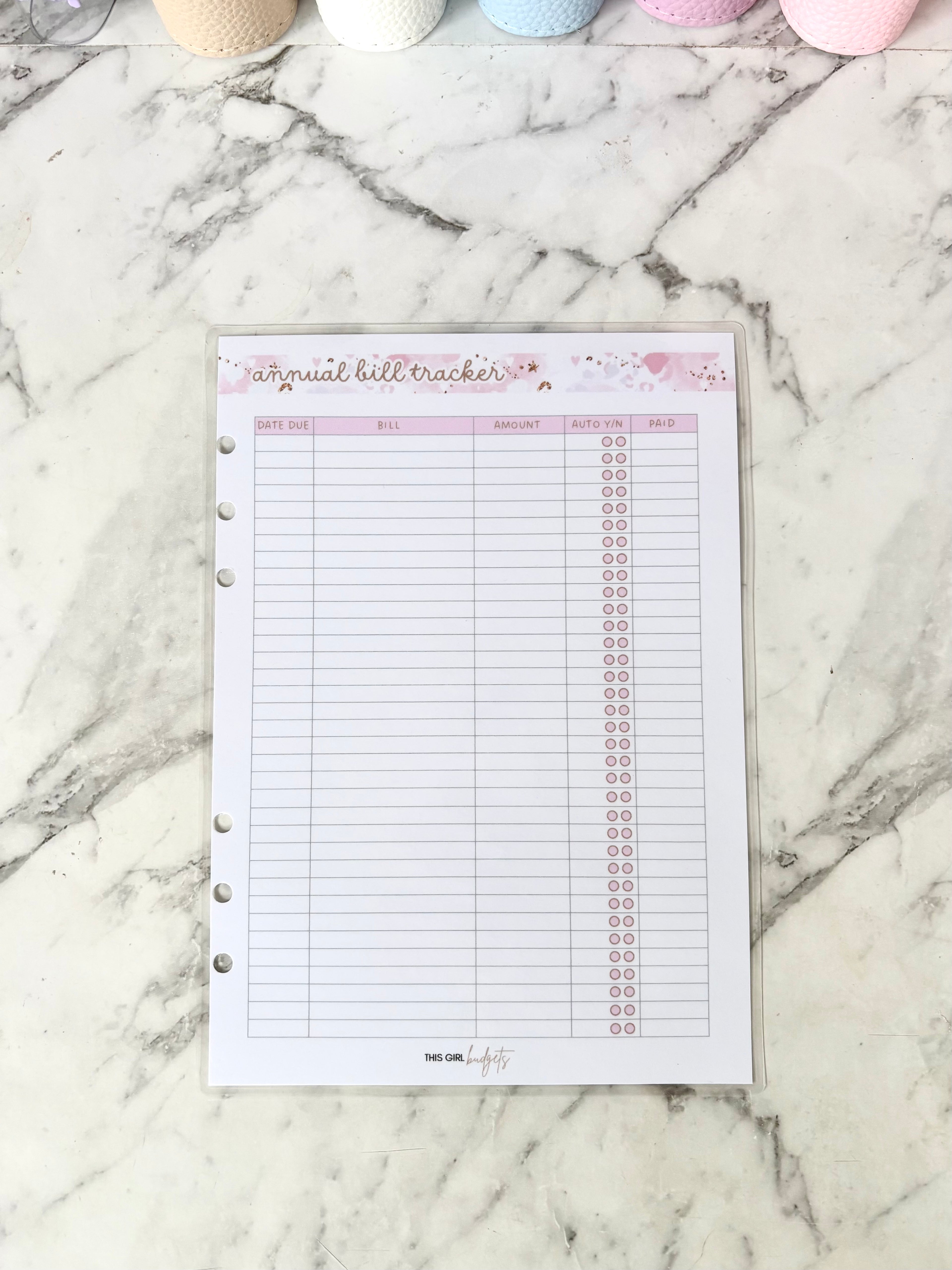 Annual Bills Tracker/Undated Monthly Calendar Reusable Sheet