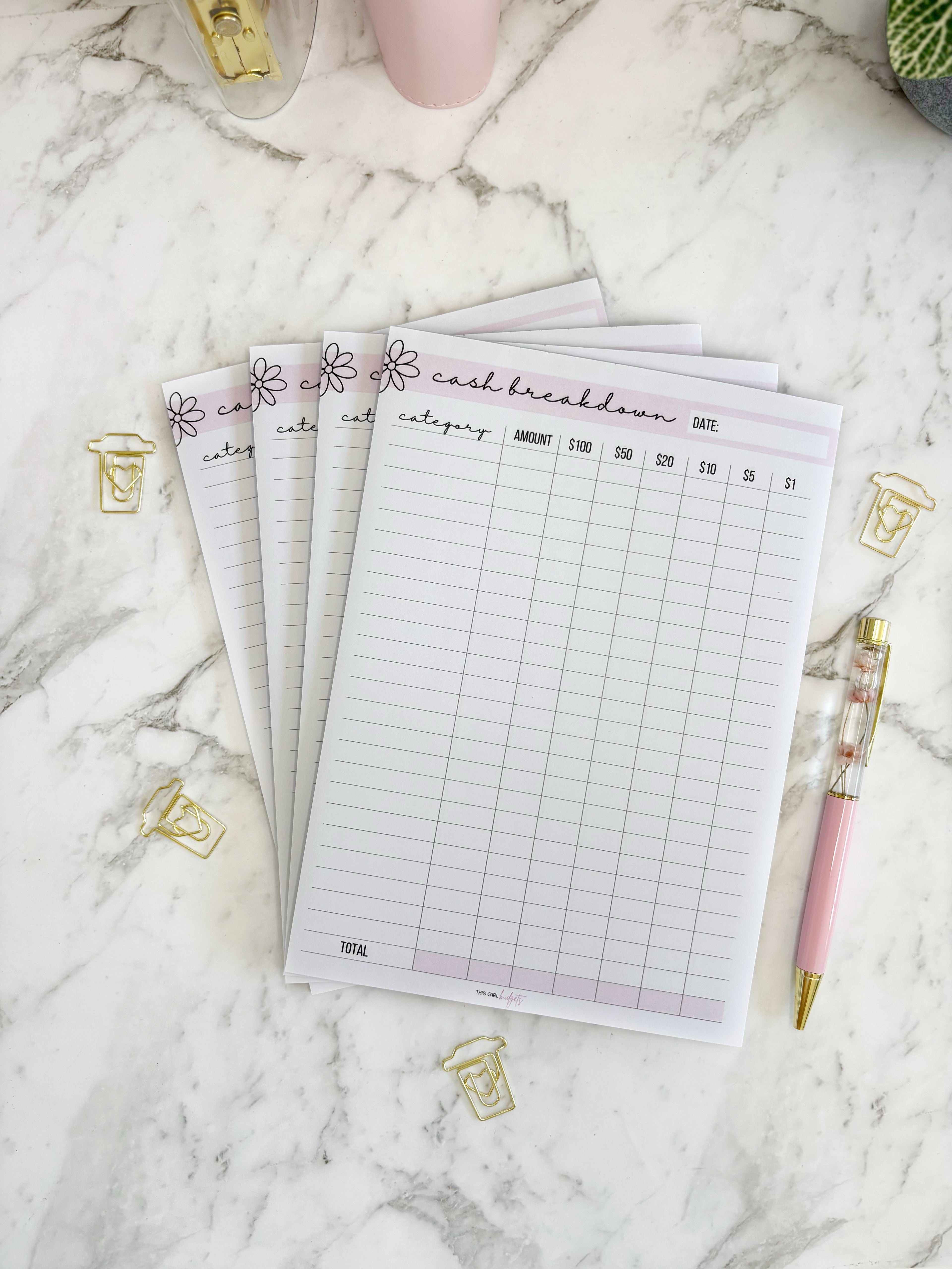 Cash Breakdown Notepad