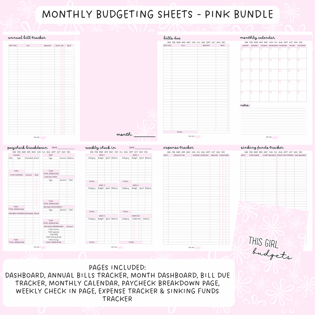 Printable PDF Monthly Budgeting Sheets - A5