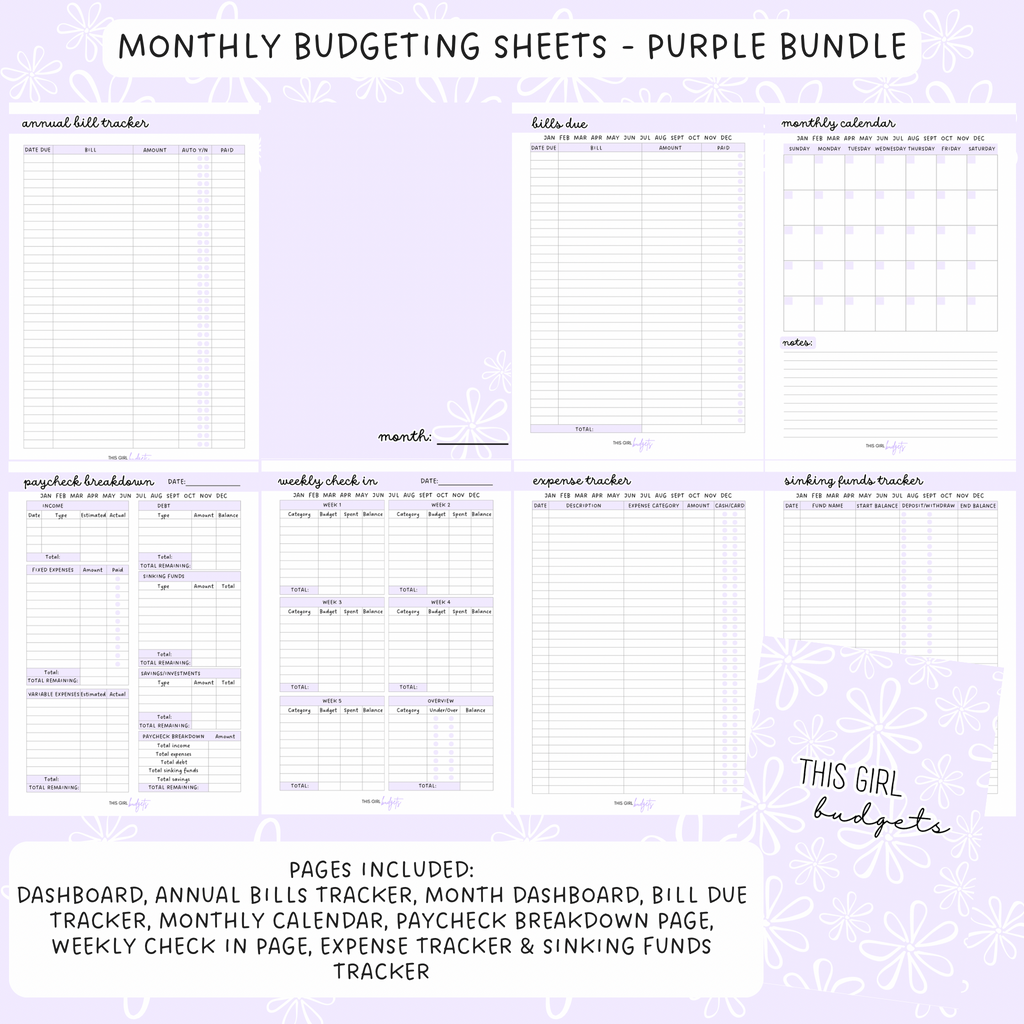 Printable PDF Monthly Budgeting Sheets - A5