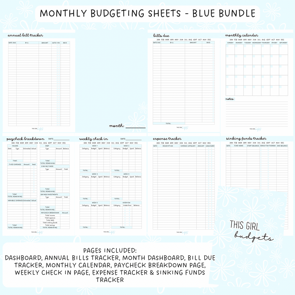 Printable PDF Monthly Budgeting Sheets - A5